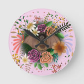 Bat-Blume Botanisch-florale Runde Wanduhr (Vorderseite)