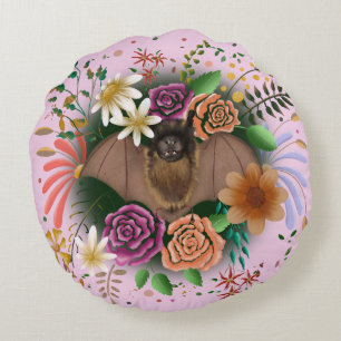 Bat-Blume Botanisch-florale Rundes Kissen