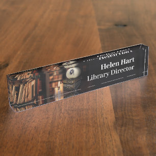 Bat, Book and Candle Spooky Desk Namplate Namensplakette