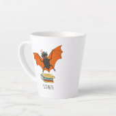 Bat Book Lover Funny Halloween Name Milchtasse (Linke Ecke)