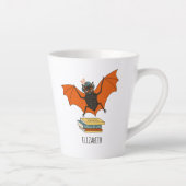 Bat Book Lover Funny Halloween Name Milchtasse (Rechts)