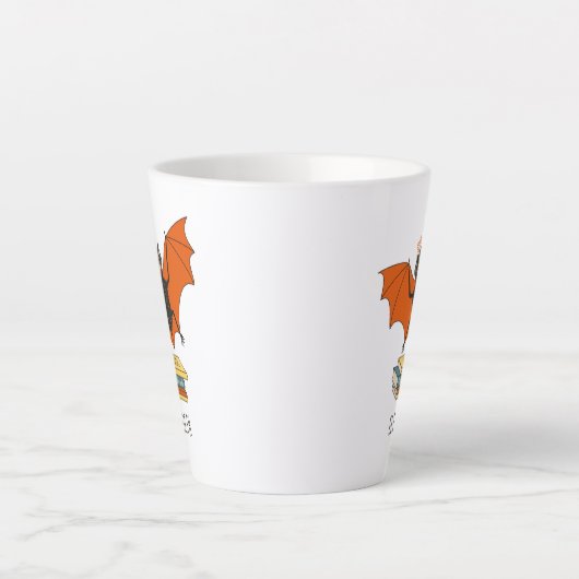 Bat Book Lover Funny Halloween Name Milchtasse (Vorderseite)