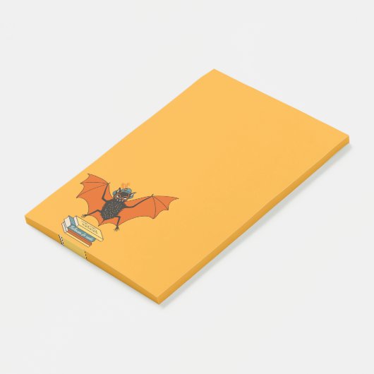 Bat Book Lover Funny Halloween Post-it Klebezettel (angewinkelt)