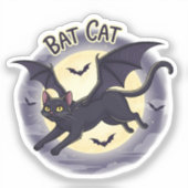 Bat Cat - Flying Halloween Kitty Vinyl Sticker (Vorderseite)