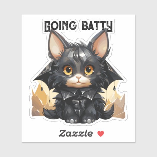 Bat Cat Sticker - "Going Batty" (Blatt)