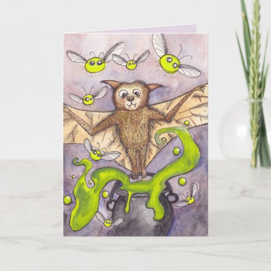 Bat & Cauldron Halloween Card Karte (Vorderseite)
