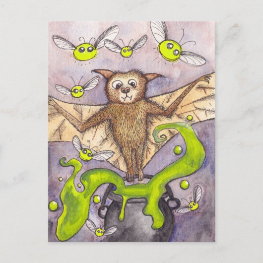 Bat & Cauldron Postkarte (Vorderseite)