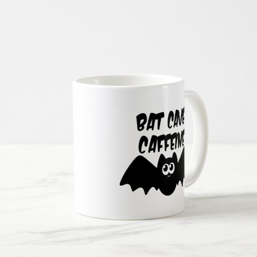 Bat Cave Coffeine Funny Halloween Kaffeetasse (VorderseiteRechts)