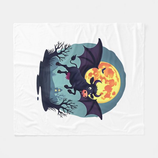 Bat Cow um Mitternacht Fleecedecke (Vorderseite (Horizontal))