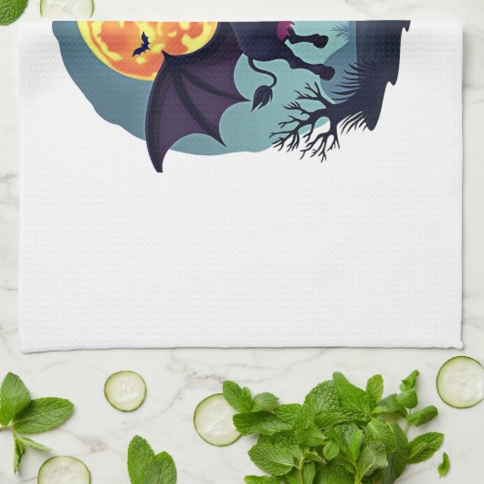 Bat Cow um Mitternacht Geschirrtuch (Gefaltet)