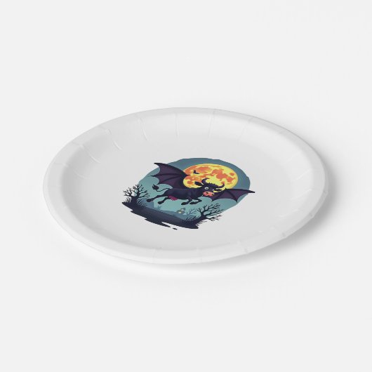 Bat Cow um Mitternacht Pappteller (Schrägansicht)