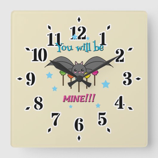 Bat Craving Lollipops - You Will Be Mine Quadratische Wanduhr (Vorderseite)