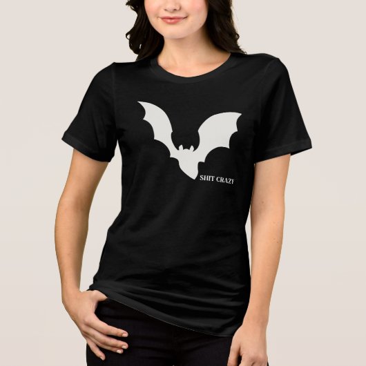 Bat Crazy Funny Halloween Minimal Tri-Blend Shirt (Vorderseite)