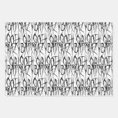 Bat Crazy Goth Girl Gothic Scratchy Horror Text Geschenkpapier Set (Vorderseite 3)