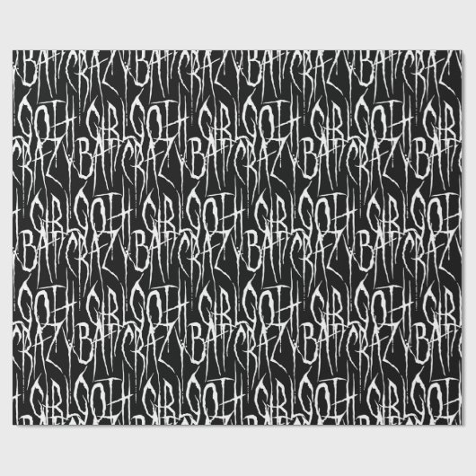 Bat Crazy Goth Girl Scratchy Gothy Horror Text Geschenkpapier (Flach)