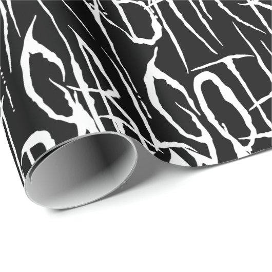 Bat Crazy Goth Girl Scratchy Gothy Horror Text Geschenkpapier (Rolleneckpunkt)