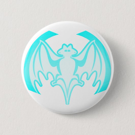 Bat Cyan Inv the MUSEUM Zazzle Geschenke Button (Vorderseite)