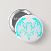 Bat Cyan Inv the MUSEUM Zazzle Geschenke Button (Vorne & Hinten)