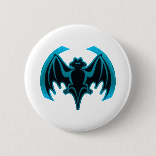 Bat Cyan The MUSEUM Zazzle Geschenke Button (Vorderseite)