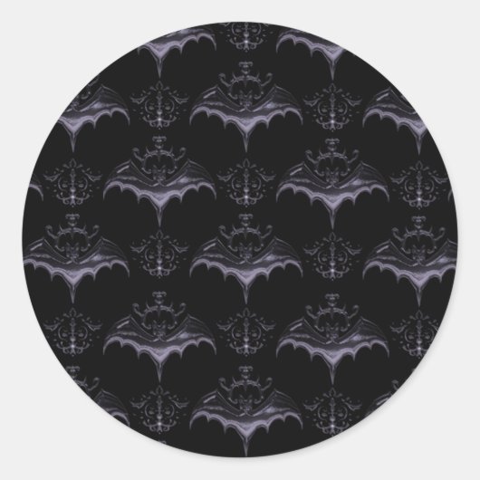 Bat Damask Stickers - Pale French Lilac (Vorderseite)