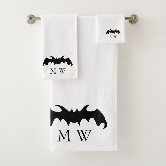 Bat Design Monogrammed Badhandtuch Set (Insitu)