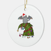 Bat Dragon Cat mit Weihnachtsmannmütze über Weihna Keramik Ornament (Links)