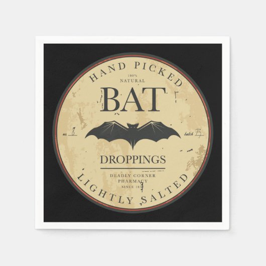 Bat Droppings Vintages Halloween-Label Serviette (Vorderseite)