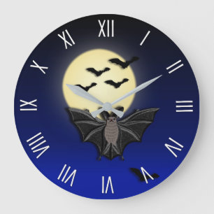 Bat Flight Halloween Wall Clock römische Zahlen Große Wanduhr