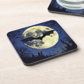 Bat Flying Over Moonlit Sky Getränkeuntersetzer (Linke Seite)