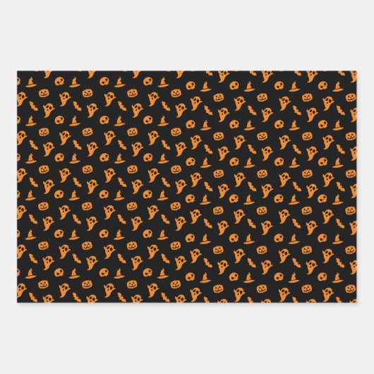 Bat-Ghost-Halloween-Muster Geschenkpapier Set (Vorderseite 3)