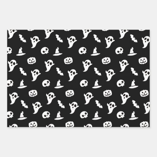 Bat-Ghost-Halloween-Muster Geschenkpapier Set (Vorderseite)