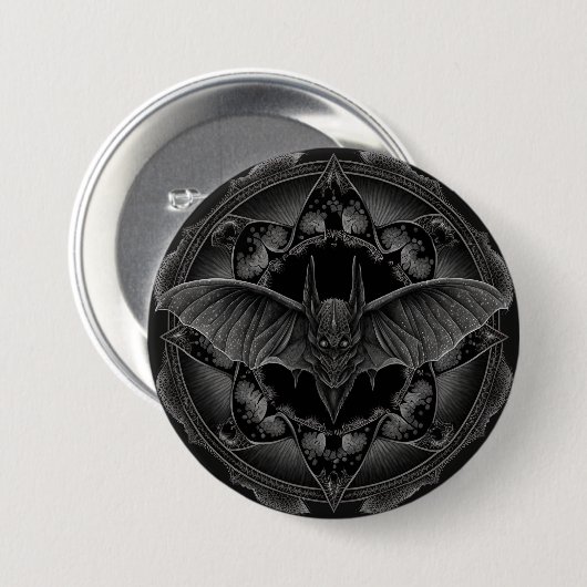 Bat Gothic Dark, Ai Generated Design Button (Vorne & Hinten)