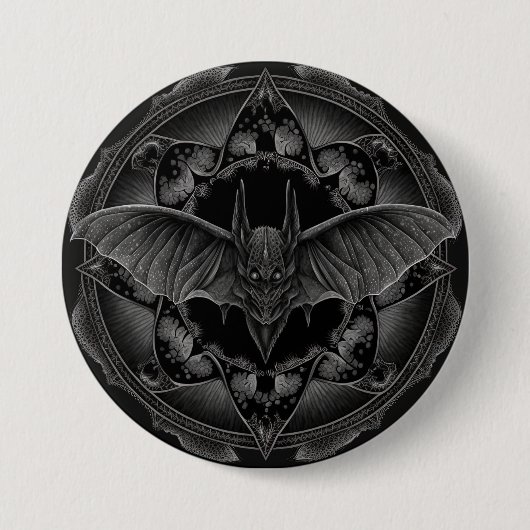 Bat Gothic Dark, Ai Generated Design Button (Vorderseite)