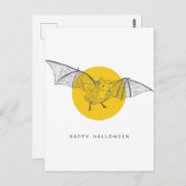 Bat Halloween | Niedlicher, moderner Sketch Postkarte (Vorne/Hinten)