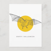 Bat Halloween | Niedlicher, moderner Sketch Postkarte (Vorderseite)