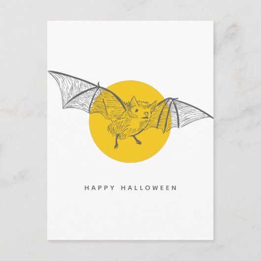 Bat Halloween | Niedlicher, moderner Sketch Postkarte (Vorderseite)