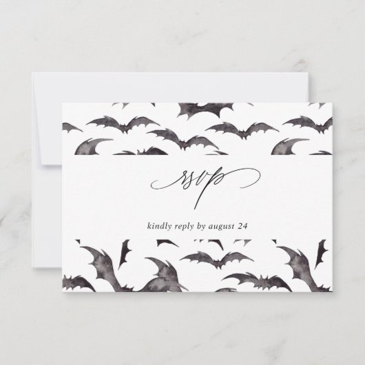 Bat Halloween-Party w Meal UAWG White RSVP Karte (Vorderseite)