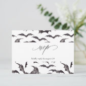 Bat Halloween-Party w Meal UAWG White RSVP Karte (Stehend Vorderseite)