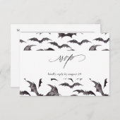 Bat Halloween-Party w Meal UAWG White RSVP Karte (Vorne/Hinten)