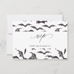 Bat Halloween-Party w Meal UAWG White RSVP Karte