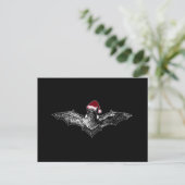 Bat in einer Weihnachtsmannmütze Feiertagspostkarte (Stehend Vorderseite)