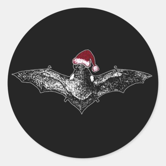 Bat in einer Weihnachtsmannmütze Runder Aufkleber (Vorderseite)