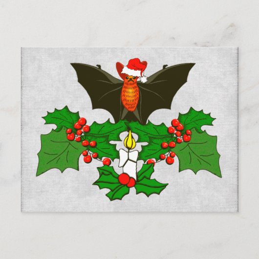 Bat in the Holly Postkarte (Vorderseite)
