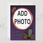 Bat, Jack o' Lanterns, Grabstein, Foto-Rahmen hinz Einladung (Vorderseite)