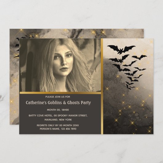 Bat Kolonie Nachthimmel Beleuchtung Kostüm Party E Einladung (Vorne/Hinten)