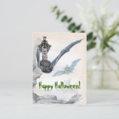 Bat Lady Happy Halloween Postkarte (Stehend Vorderseite)