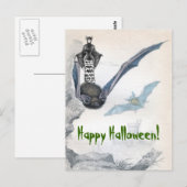 Bat Lady Happy Halloween Postkarte (Vorne/Hinten)