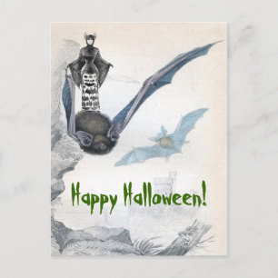 Bat Lady Happy Halloween Postkarte