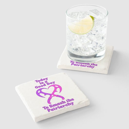 Bat’leth Heart - Smash the Patriarchy Steinuntersetzer (Seitenansicht)