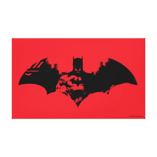 Bat-Logo für Batman- und Gotham-Silhouette Leinwanddruck